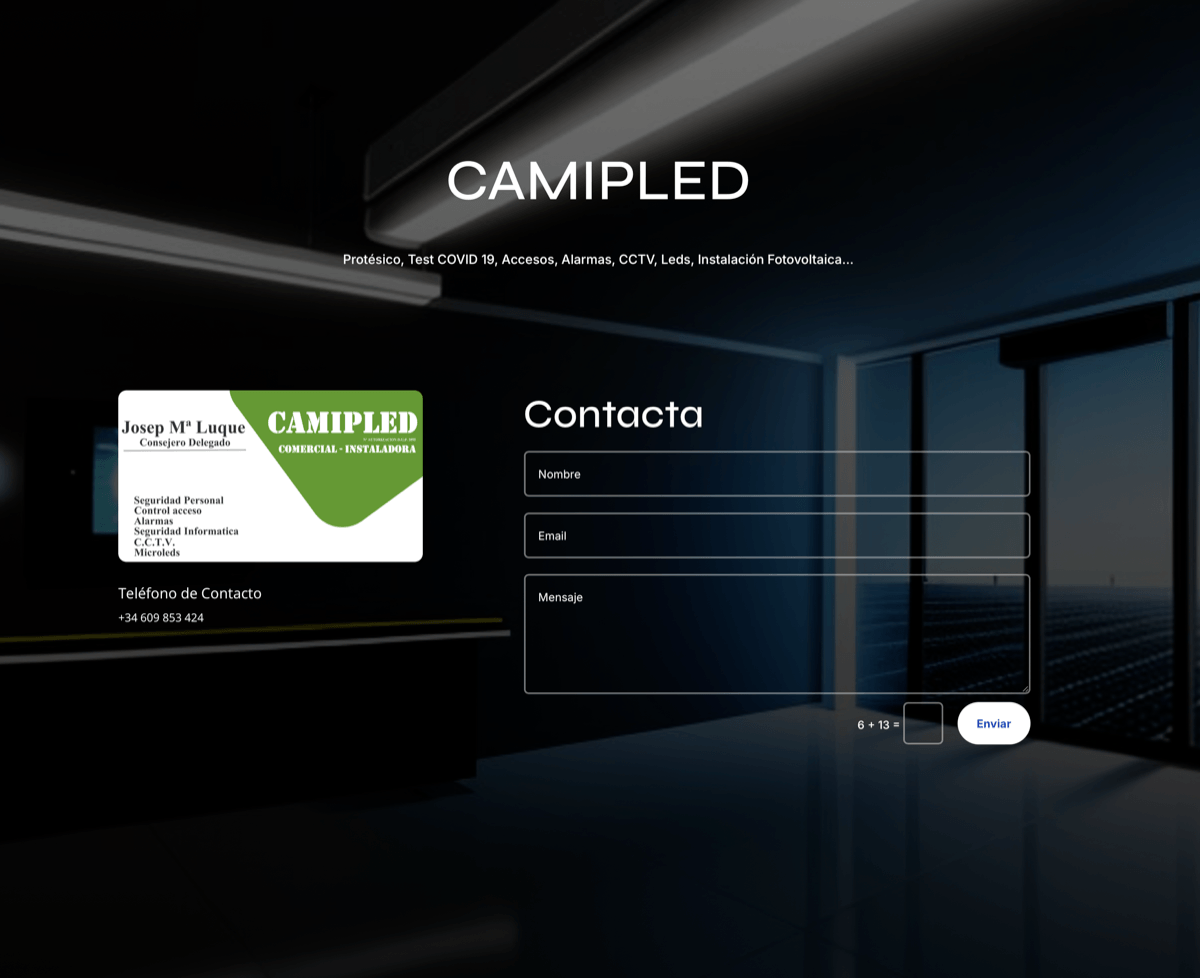 Página web de Camipled - Comercial instaladora